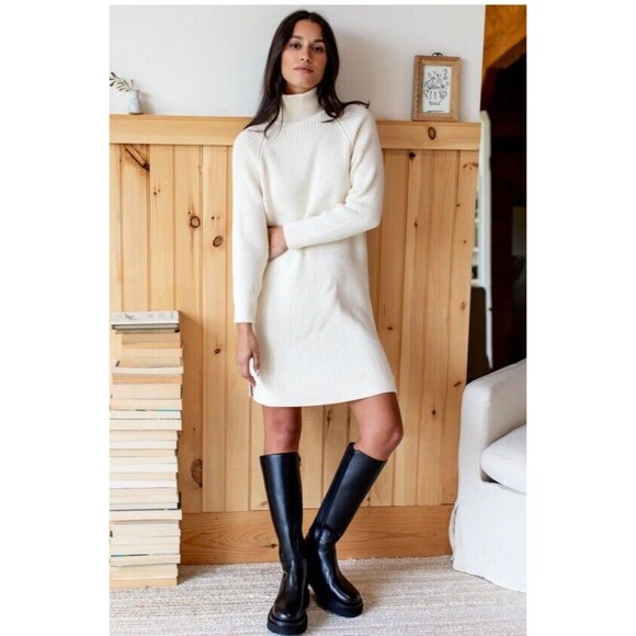 Emerson Fry Rib‎ Knit Sweater Dress Ivory L - Picture 1 of 9